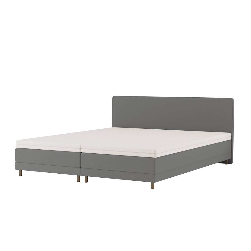 Premium 14 regulerbar seng 210x210 cm Tekstil Storm 97 mørk grå, medium/fast, Premium 14 overmadrass med røkfarget 15 cm ben, gavl selges separate.
