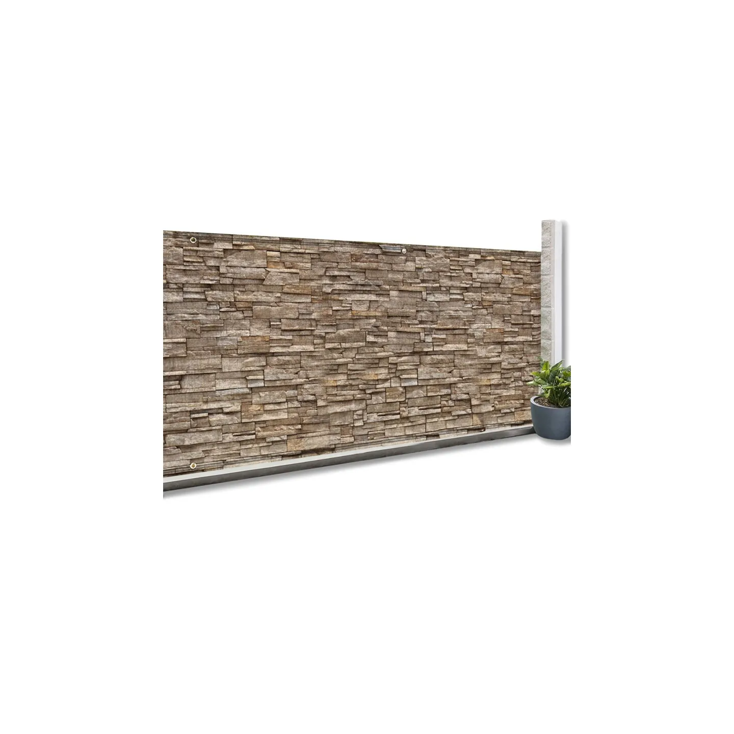 Brise vue occultant 1 x 10 M motif pierre 160 gr/m²