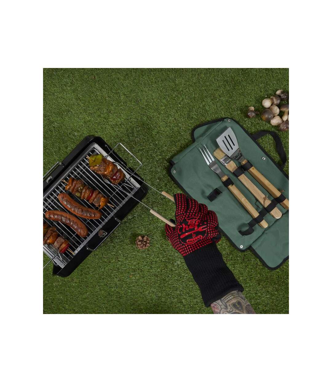 Paris Prix - Gant Anti Chaleur barbecue 32cm Rouge & Noir