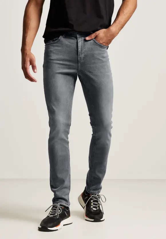 Slim Fit Jeans - grey denim random wash