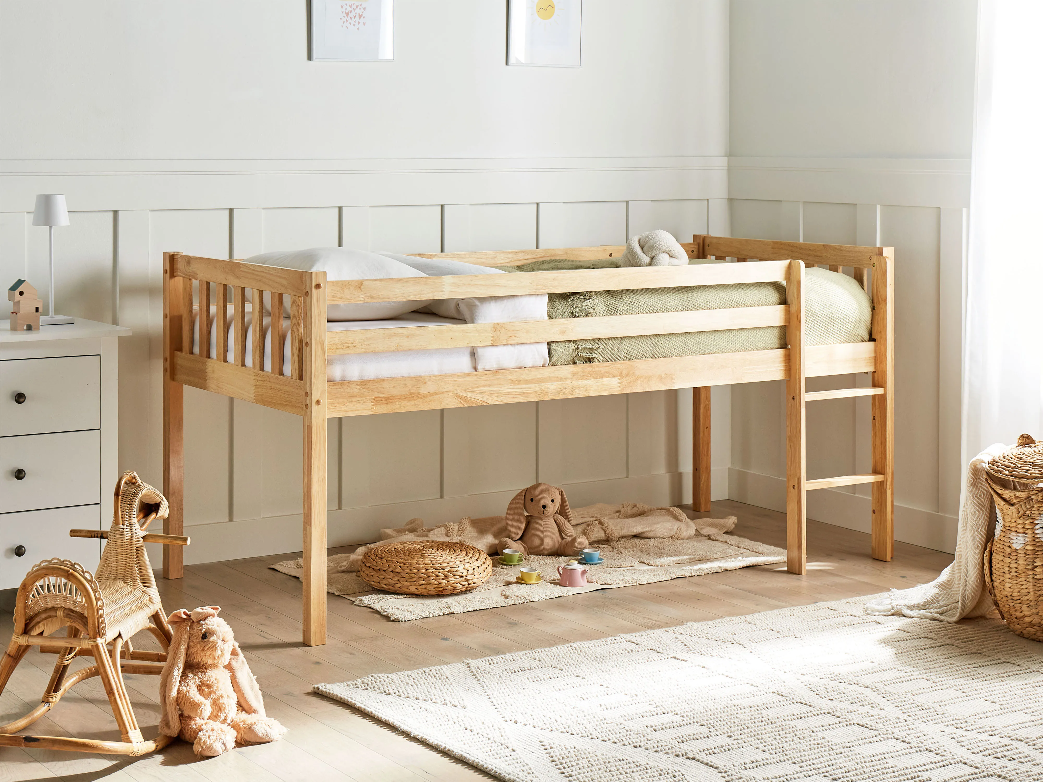 Verhoogd bed Hout PEIPIN 90 x 200 cm Lichtbruin