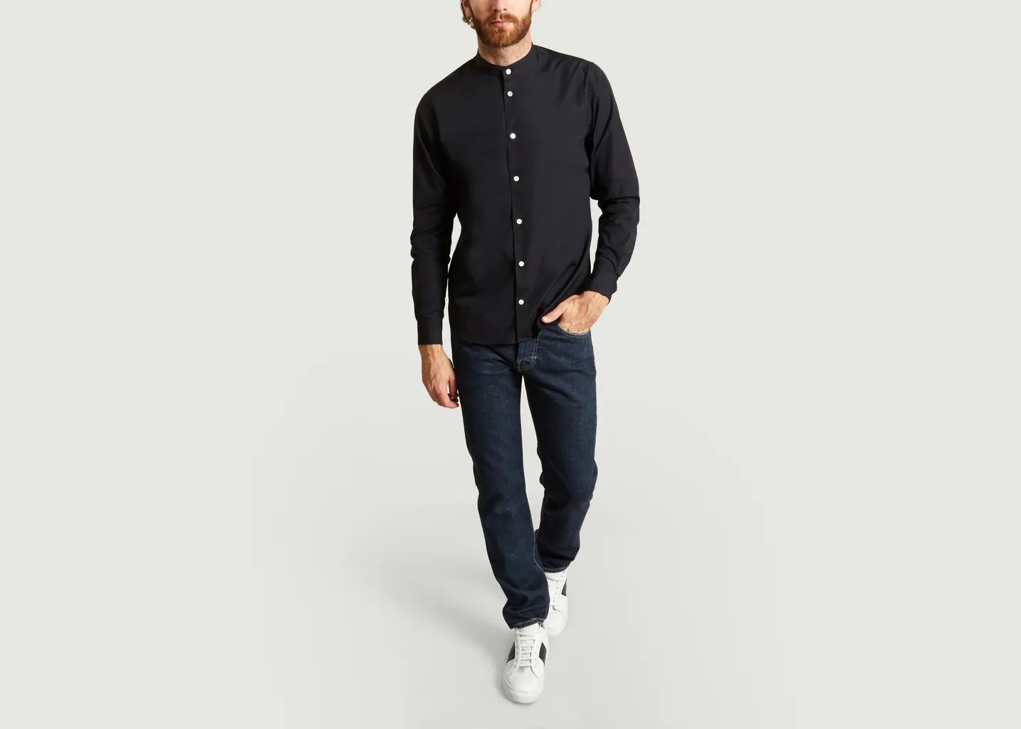Chemise Hans en Popeline à Col Mao Norse Projects