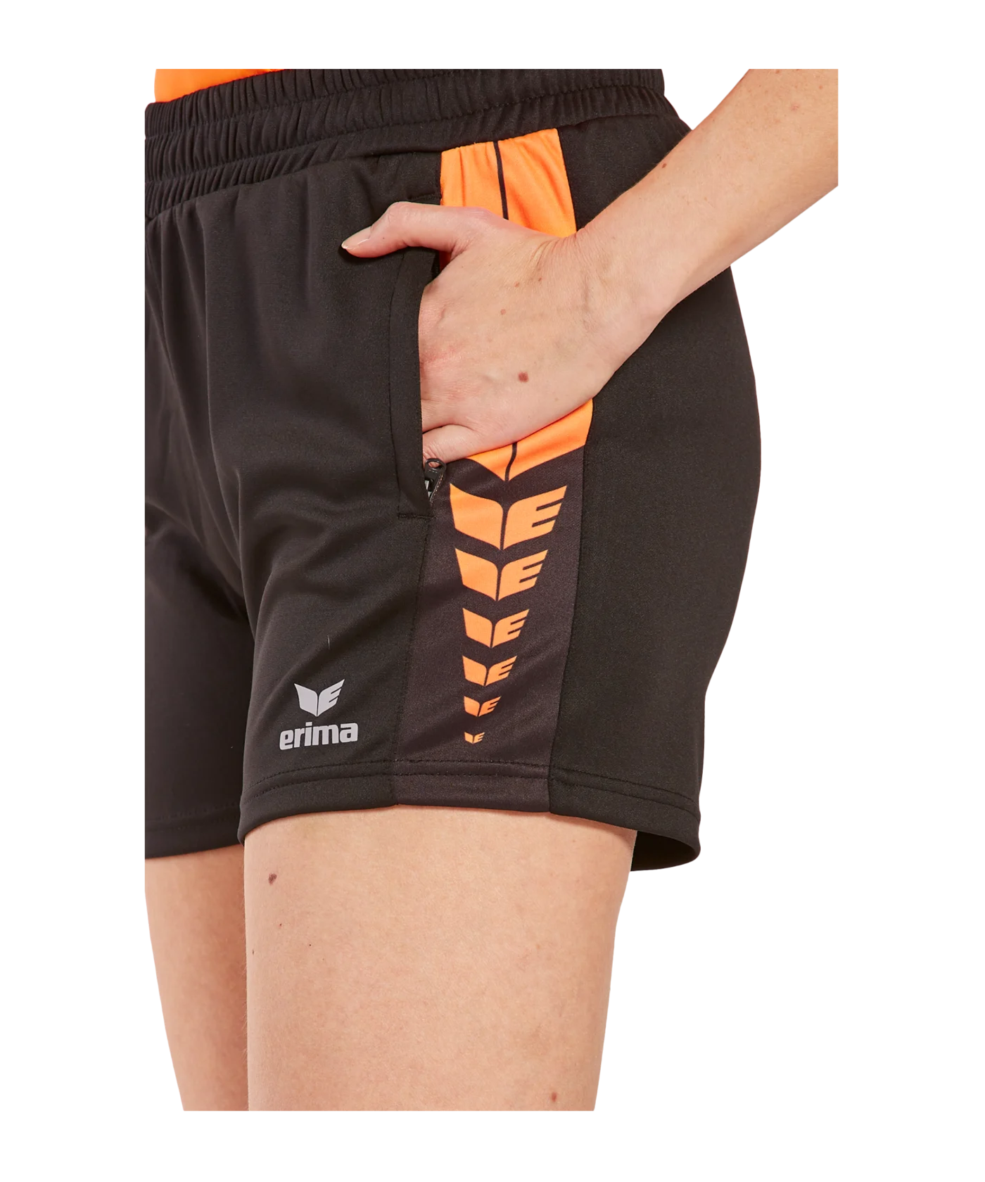 Erima Six Wings Worker Short Damen Schwarz Orange