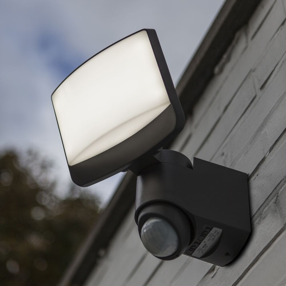 LED wandlamp in antraciet, 16,5W, 1200lm, IP44 met bewegingsmelder