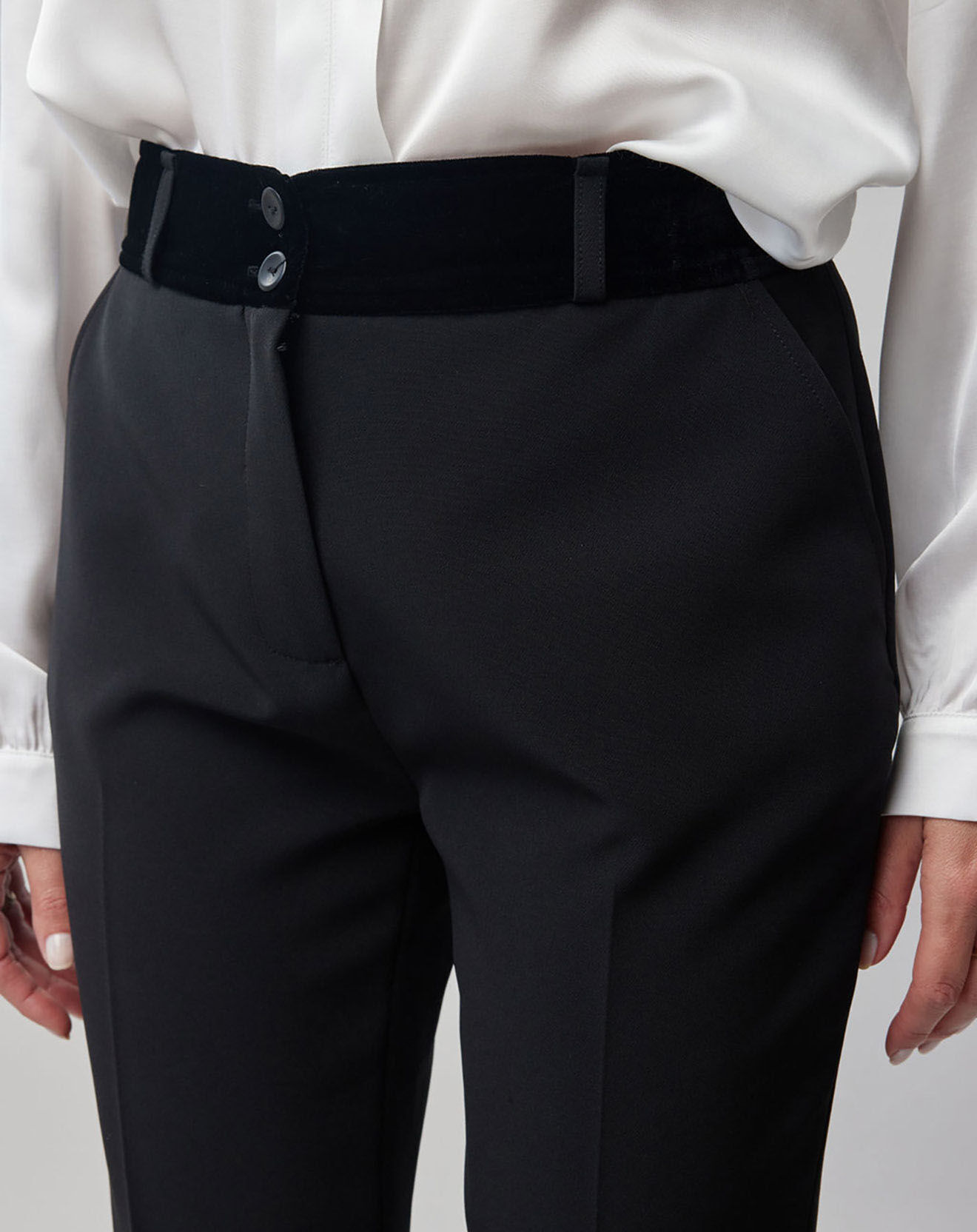 Lauren Vidal Pantalon Vogue taille velours noir