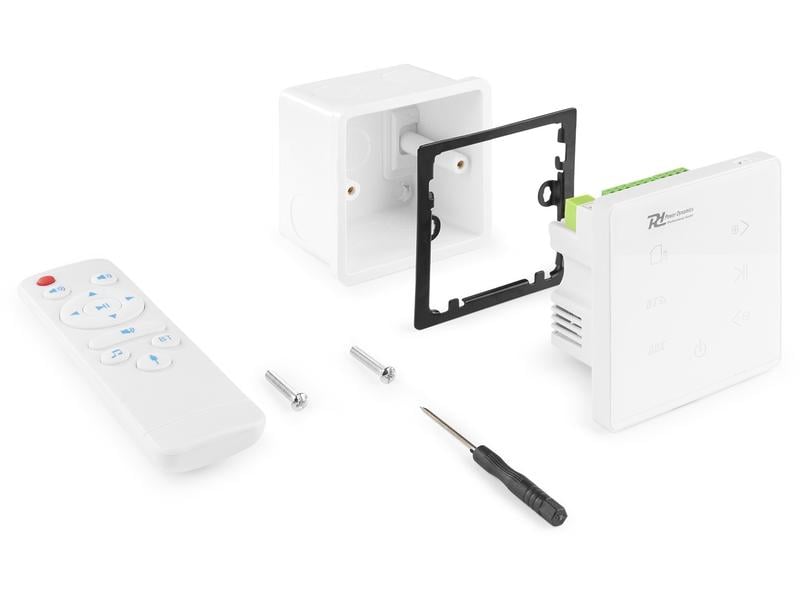 Power Dynamics Verstärker Pro Powerline A50W 2x 20W, Weiss Einbau-Audio System mit Bluetooth und MP3-Player (USB und SD-Karte), für 2 Lautsprecher