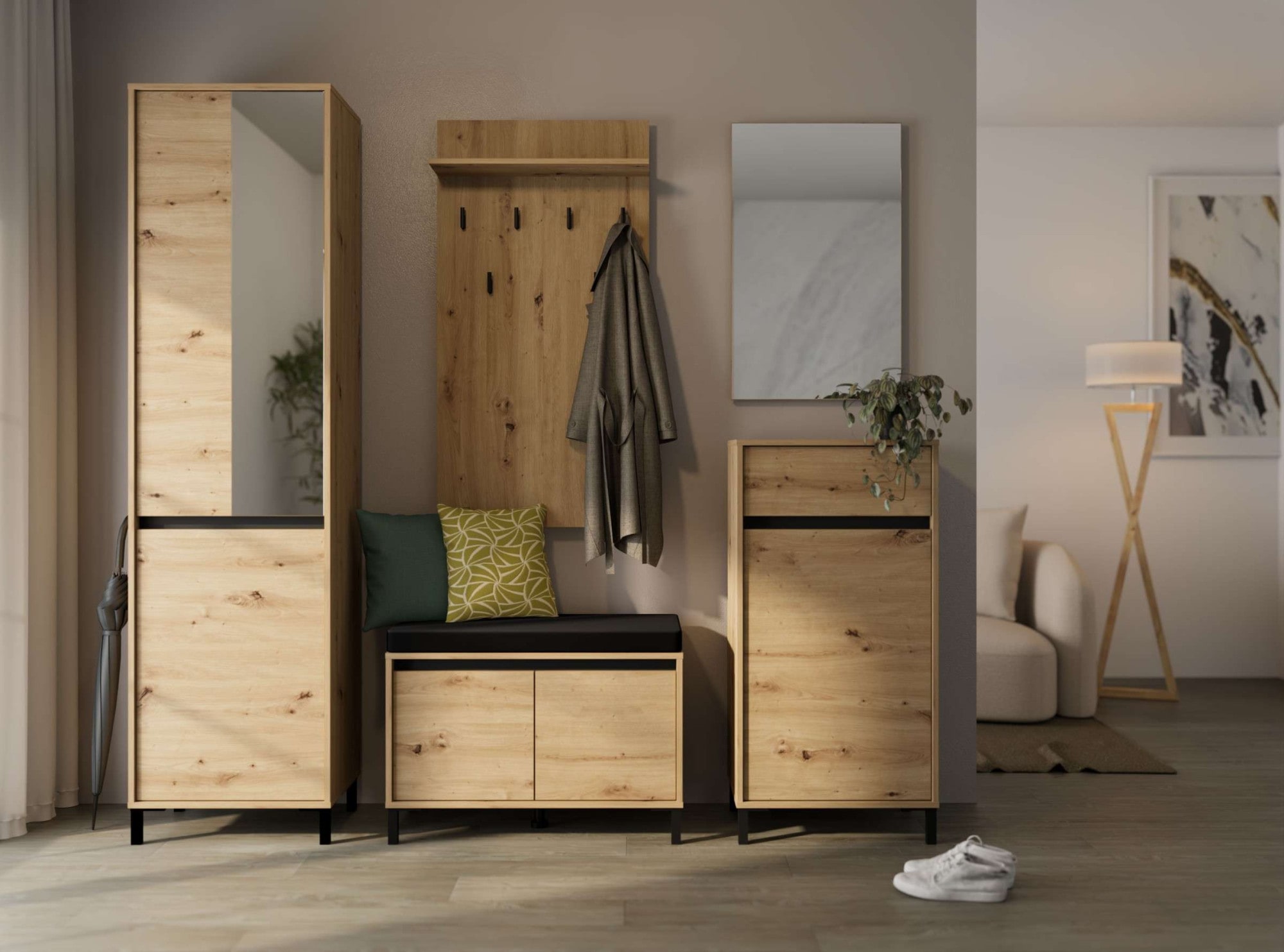 Home affaire Garderoben-Set »Arran Flurmöbel, Dielenmöbel, Flurschrank, Flurgarderobe Breite 189 cm« 5tlg,