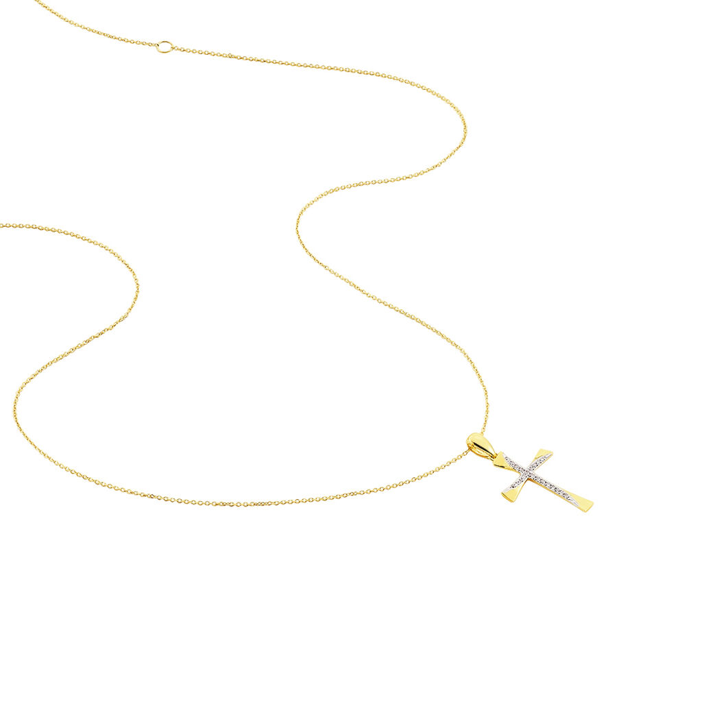 Collier Canice Croix Or Jaune Diamant