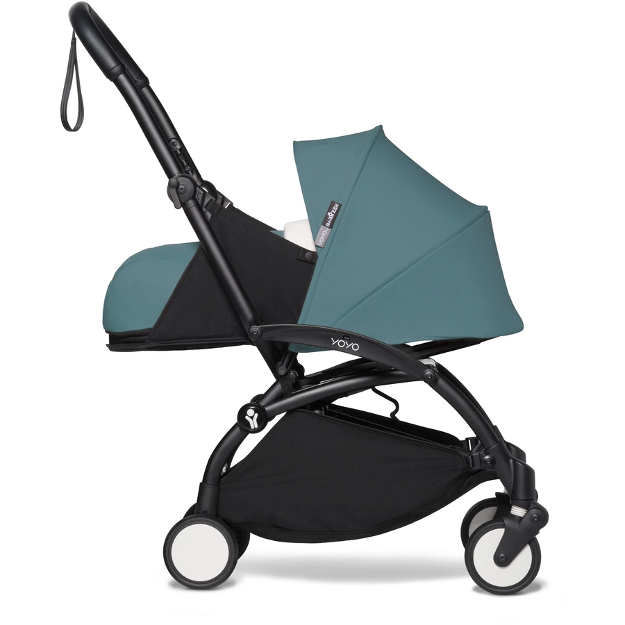 BABYZEN Kinderwagen YOYO2 0+ Black mit Neugeborenenaufsatz Aqua