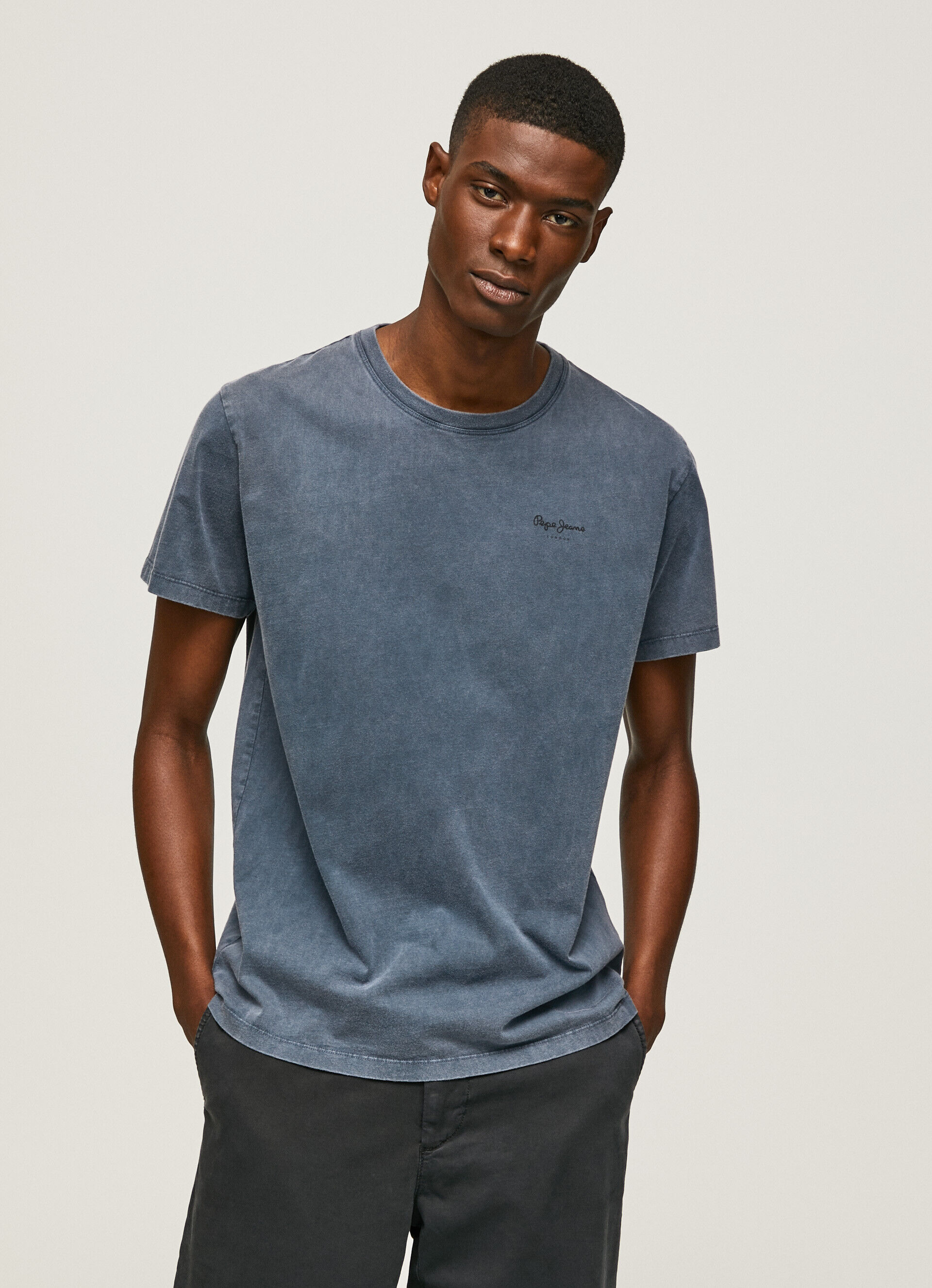 Camiseta de algodão com logotipo estampado - azul dulwich