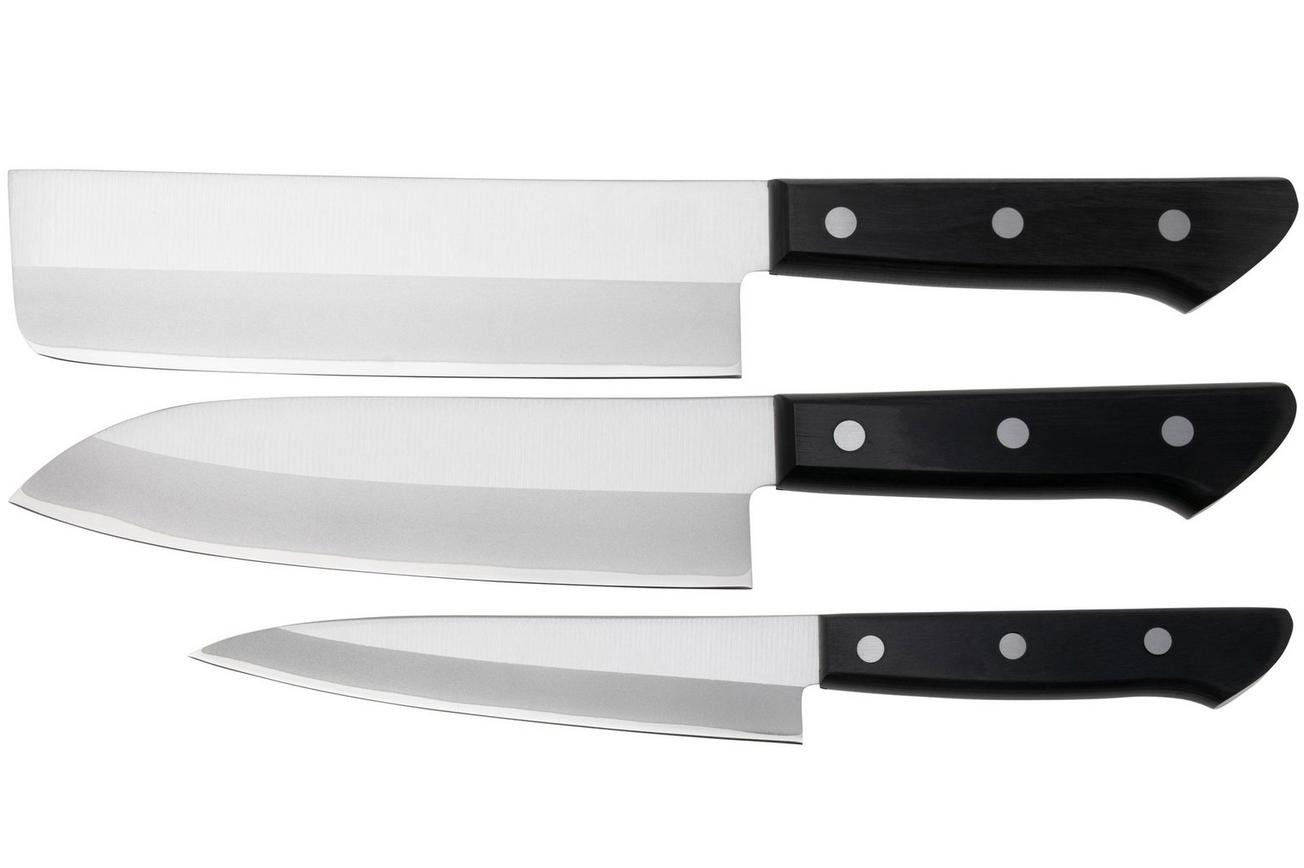Tojiro Basic TBS-300, 3-delige messenset, nakiri, santoku, petty