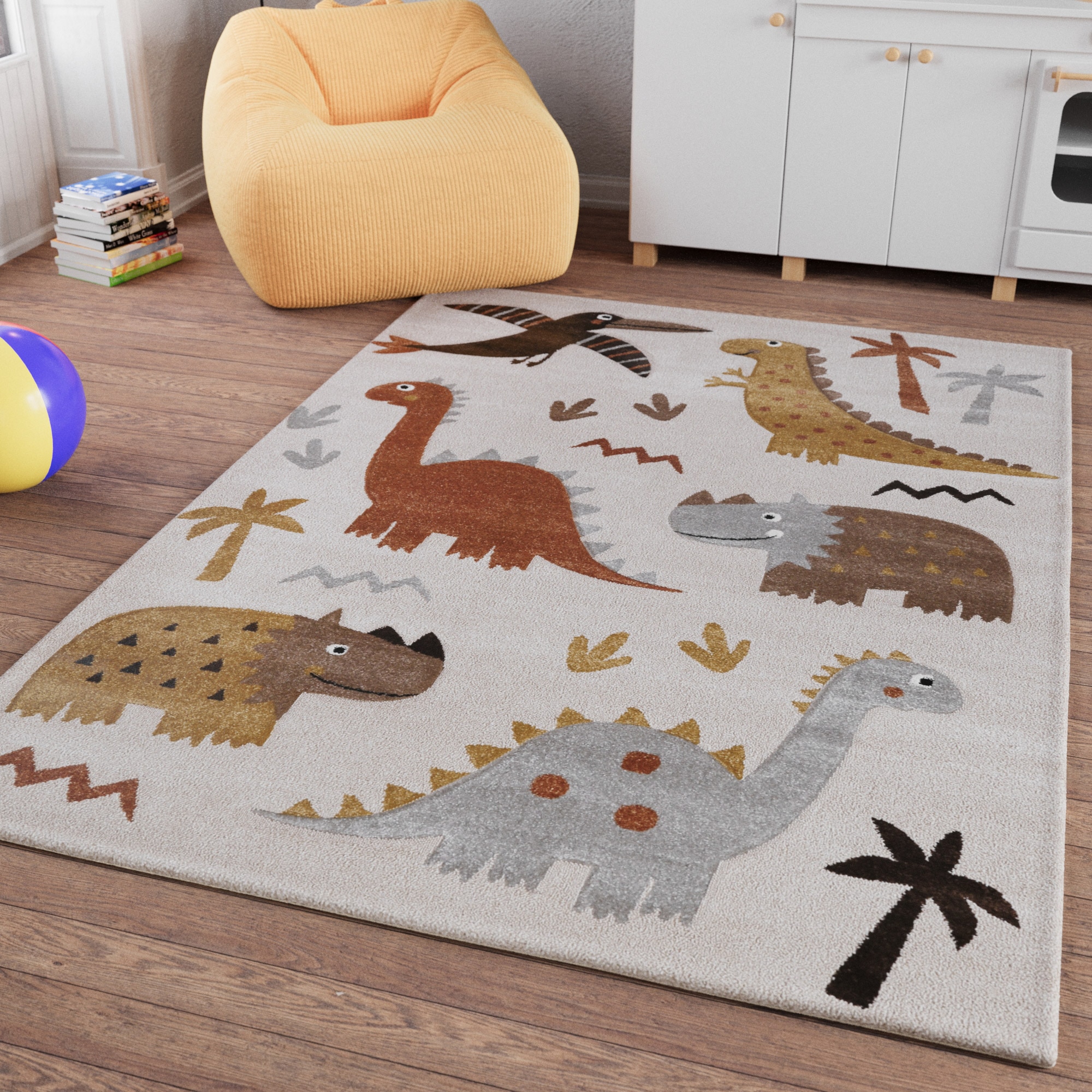SMART KIDS Kinderteppich »T-Rex & Friends« rechteckig 10 mm Höhe Moderner Spielteppich, strapazierfähig, pflegeleicht, Konturenschnitt