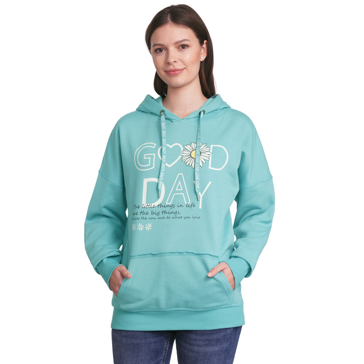 Gina Damen Sweatshirt mit Kapuze helltürkis