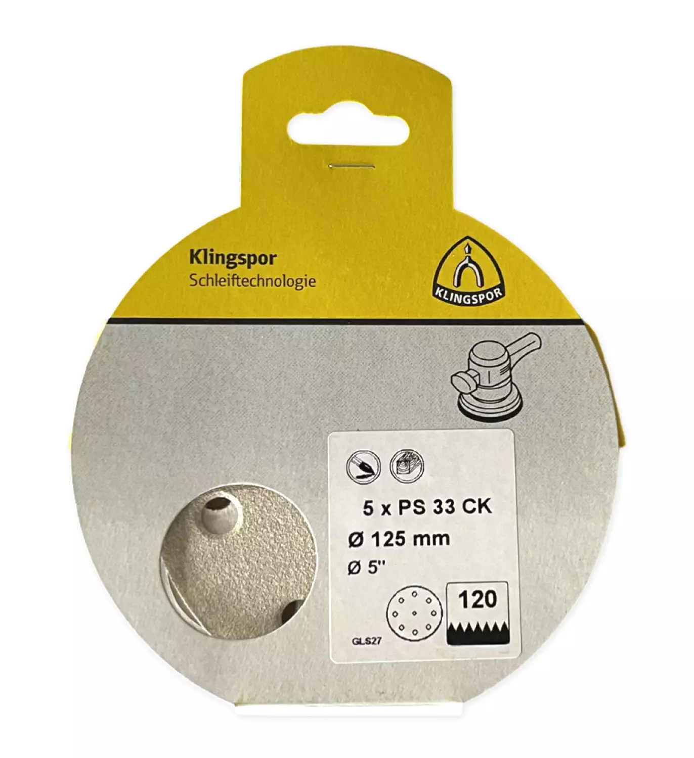 Klingspor Schuurpapier Rond 125 Klitteband 5 St 9 Gaten P120