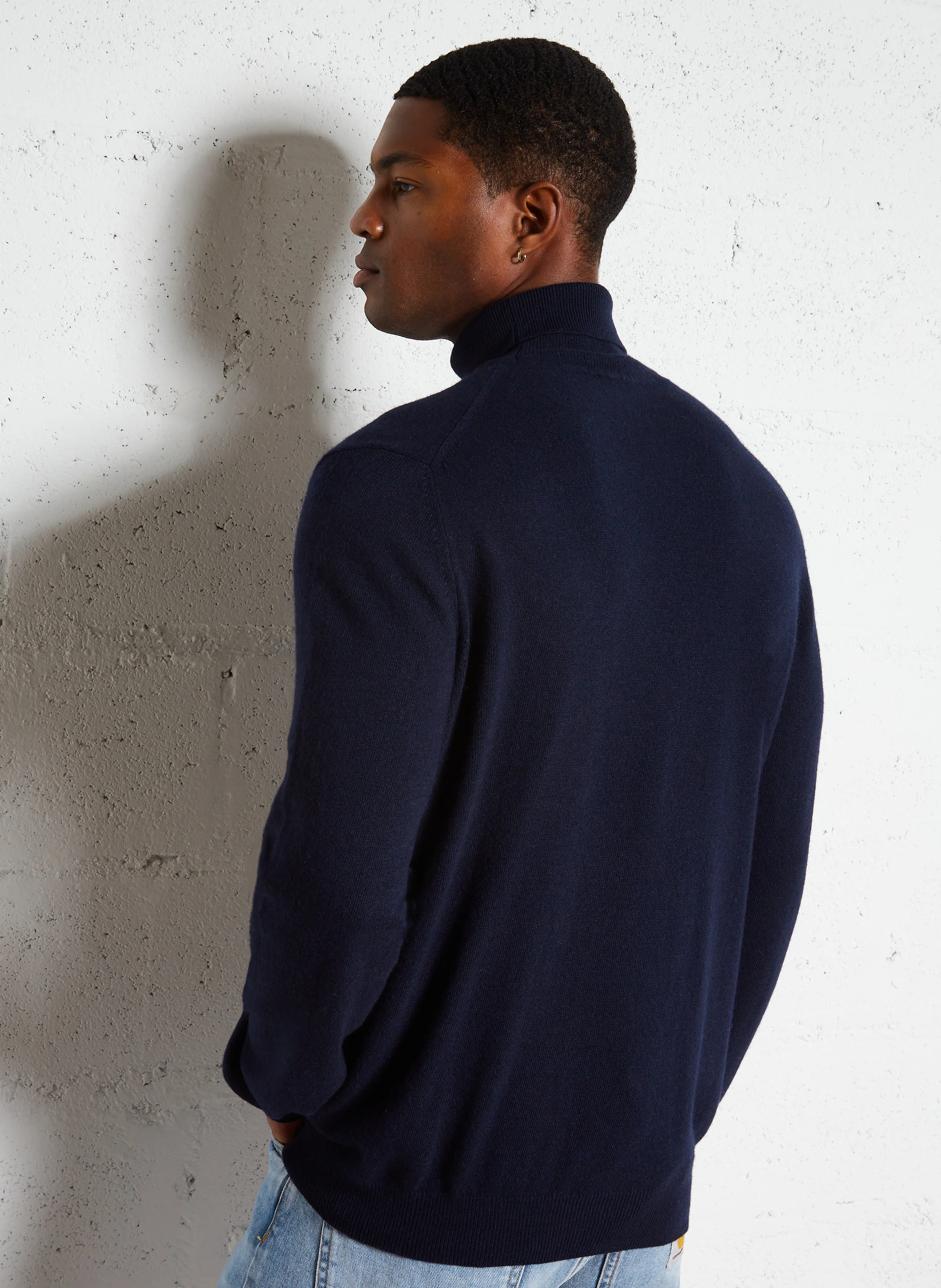 Pull col roulé en laine mélangée | Bleu