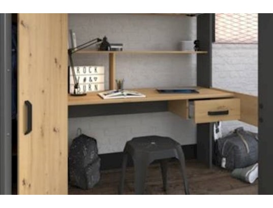 VENTE-UNIQUE - Lit enfant Lit mezzanine auckland avec bureau et armoire - 90 x 200 cm...