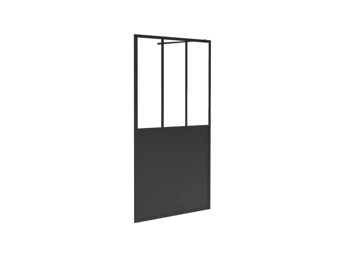 Paroi de douche à l'italienne style atelier - Noir mat - 120 x 200 cm - URBANIK
