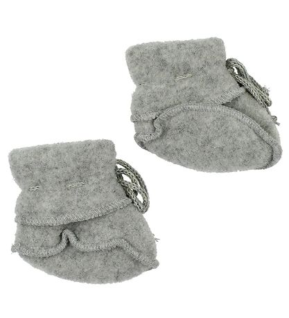 Engel Krabbelschuhe - Wolle - Grau Meliert