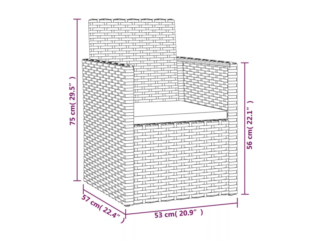 Mobilier d'extérieur 4 pcs avec coussins Résine tressée Noir