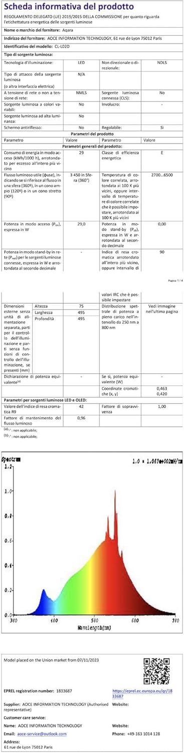 Aqara LED-Deckenleuchte T1M, Erfordert Zigbee 3.0 Hub, RGB+IC mit Farbverlaufseffekten und 16 Millionen Farben, 40W 3450lm, 2700-6500K, Unterstützt HomeKit, Alexa, Google, Matter over Bridge