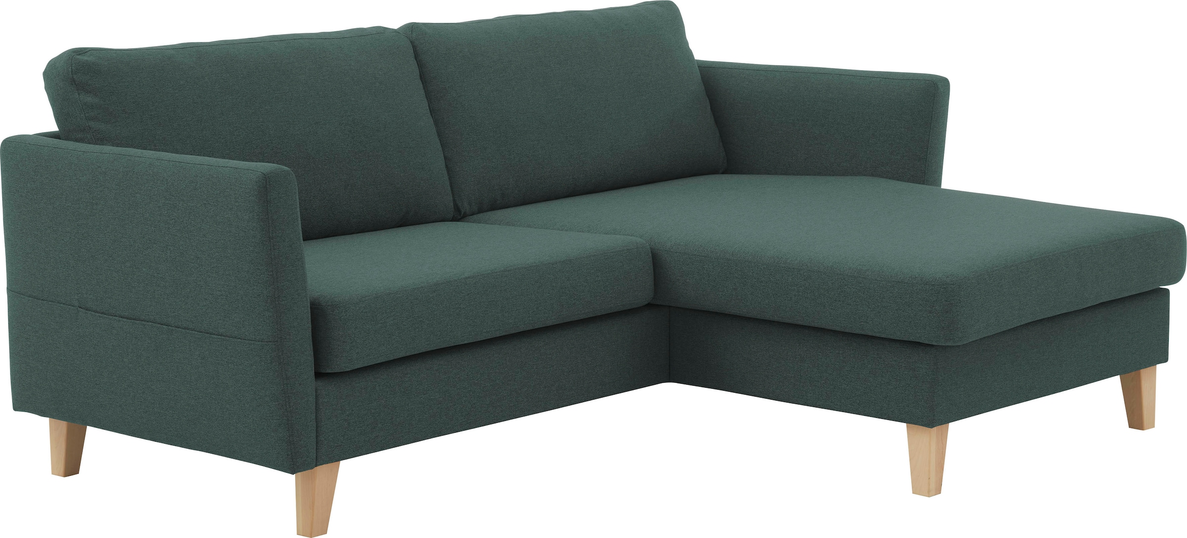 ATLANTIC home collection Ecksofa »Mailo L-Form« mit Seitentaschen, Recamiere beidseitig montierbar, Massivholzfüsse