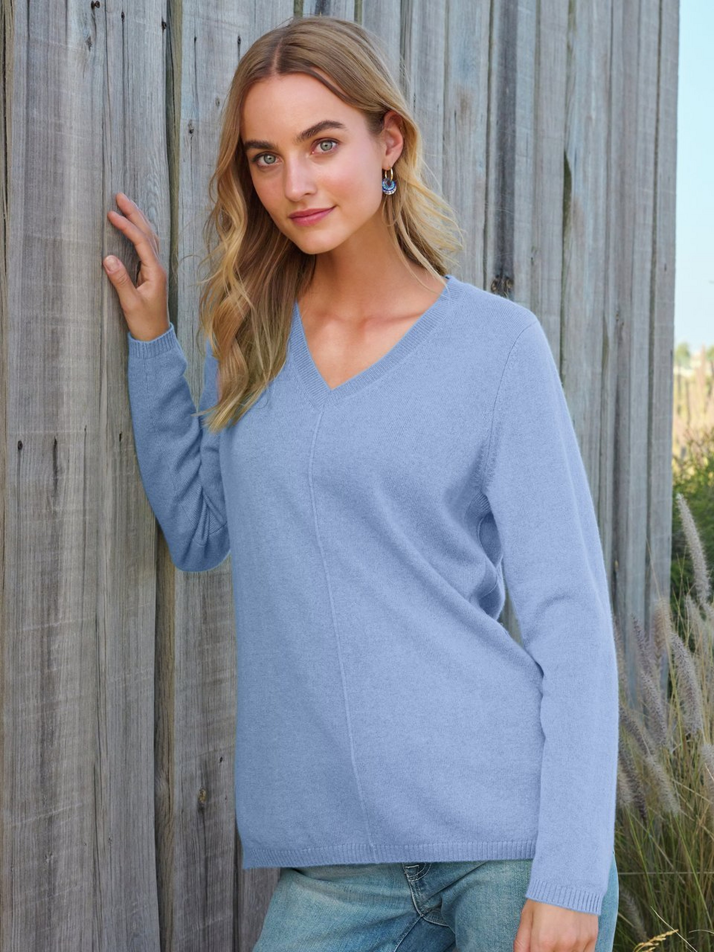 V-Pullover aus 100% Premium-Kaschmir