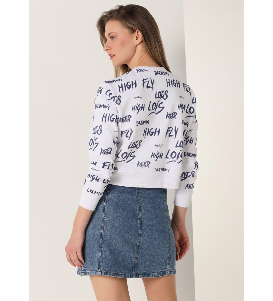 Moletom cropped com estampa de grafite e gola redonda Lois White