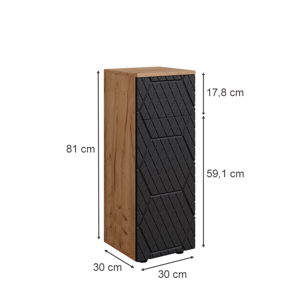Vicco Midischrank Irma Eiche Anthrazit 30 x 81 cm 1 Schublade 2 Fächer Badezimmer