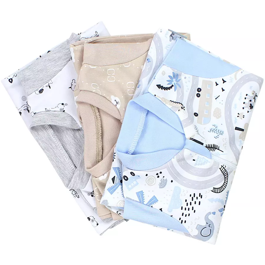 TupTam Baby Unisex Schlafstrampler mit Fuß 3er Pack blaubeige