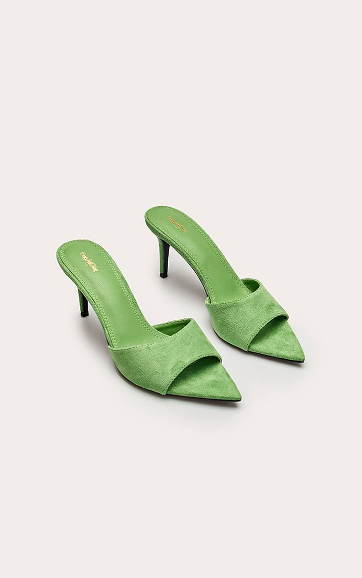 Vert Mules À Talons En Synthétique À Bout Pointu
