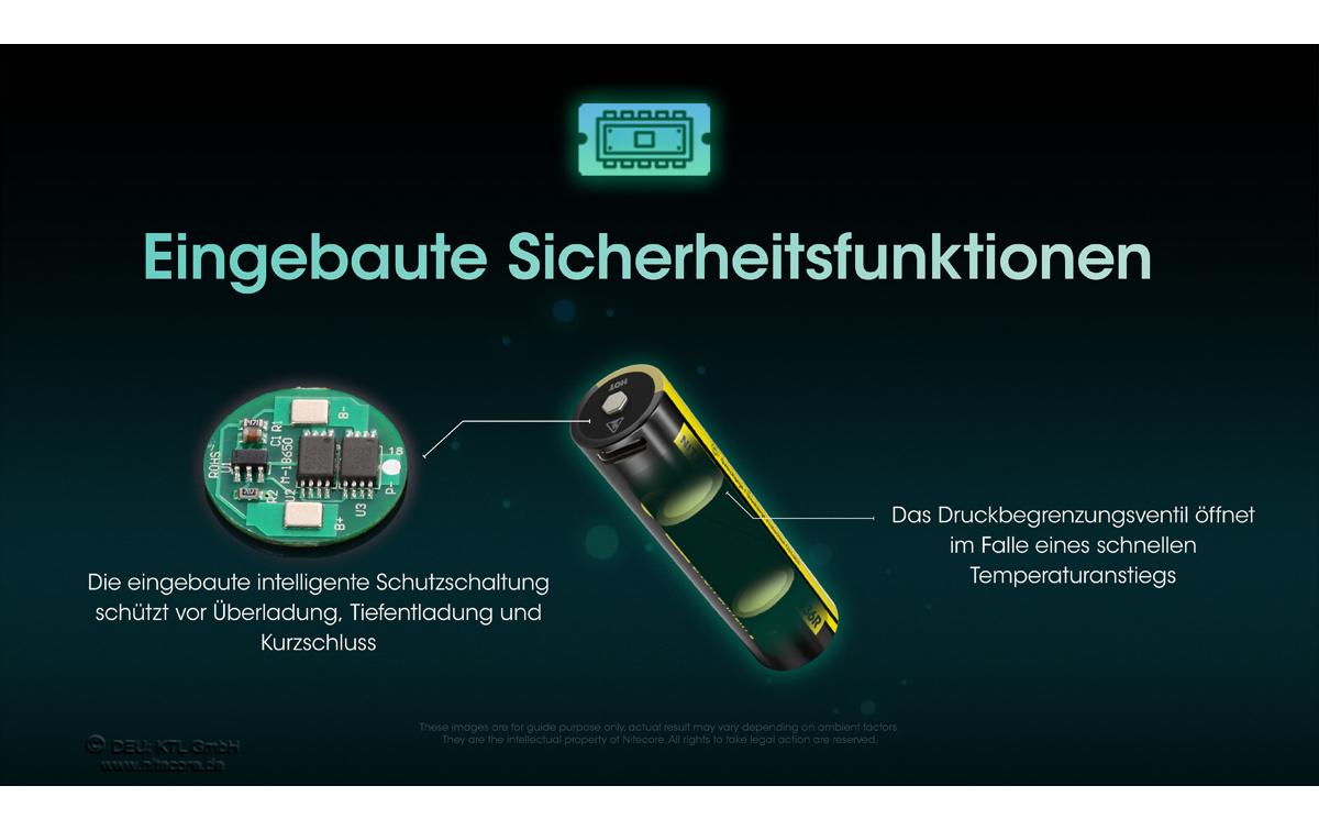 Akku NL1836R Li-Ion Typ 18650 mit USB-C 3600 mAh, 1 StückGeschützter Li-Ion-Akku
