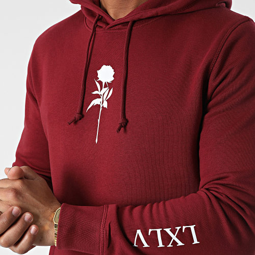 Sweat Capuche Chest Roses Bordeaux Blanc