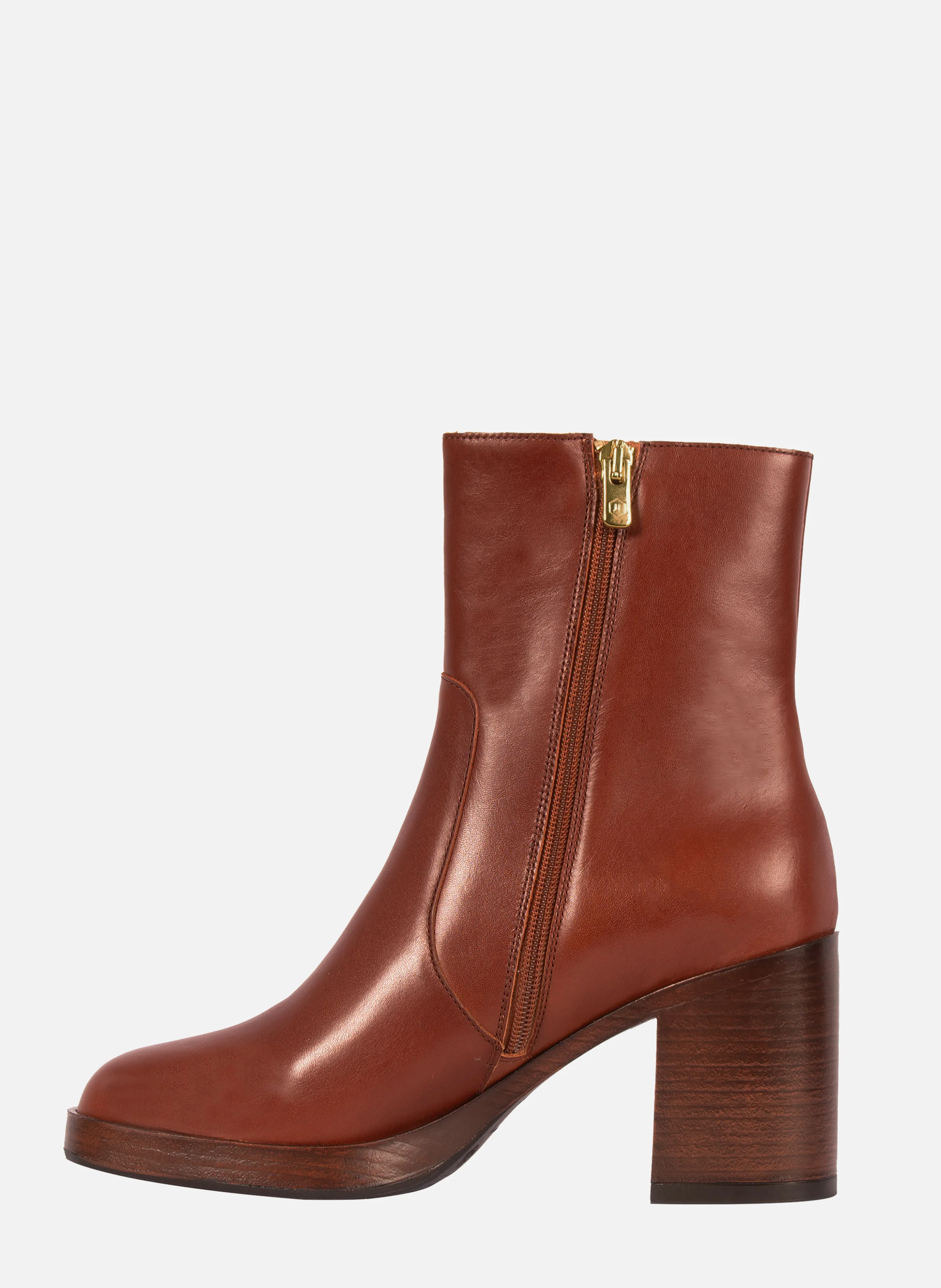 Bottines plateforme cuir | Marron