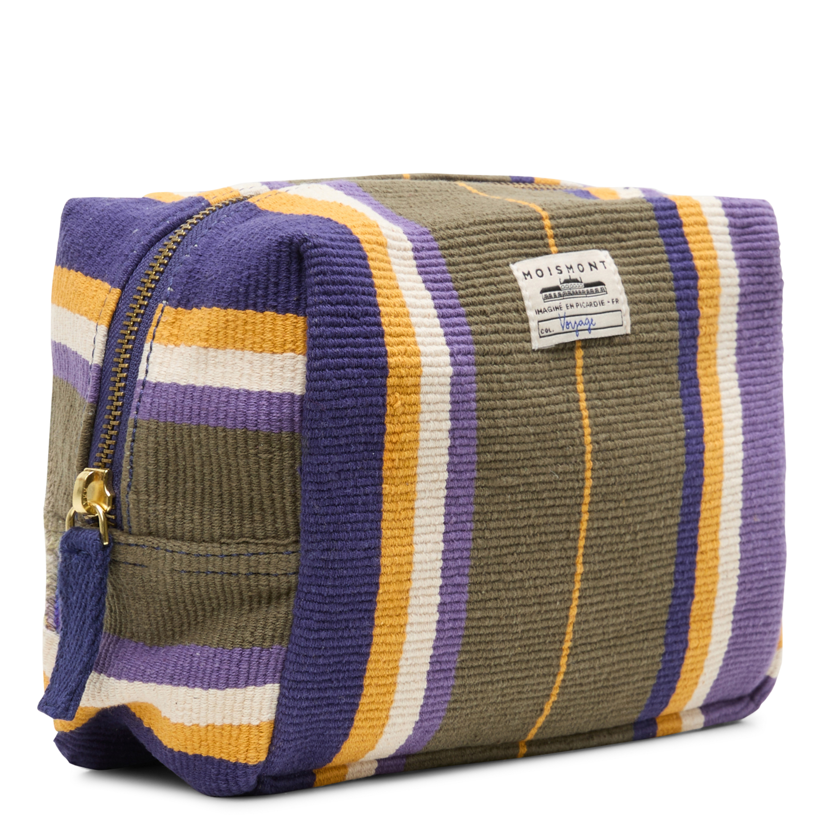 N°38 - Trousse rayée en coton| Kaki