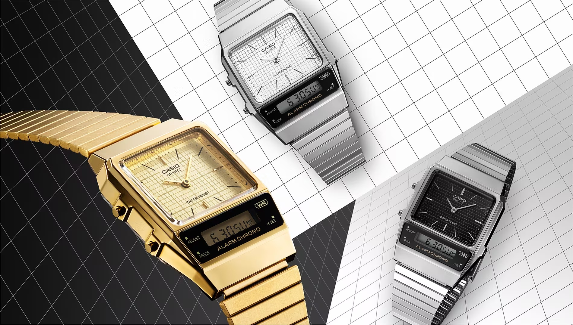 (32mm) Vintage Edgy Chronograph Unisex Armbanduhr Analog / Digital (AQ-800EG-9AEF) - Gold