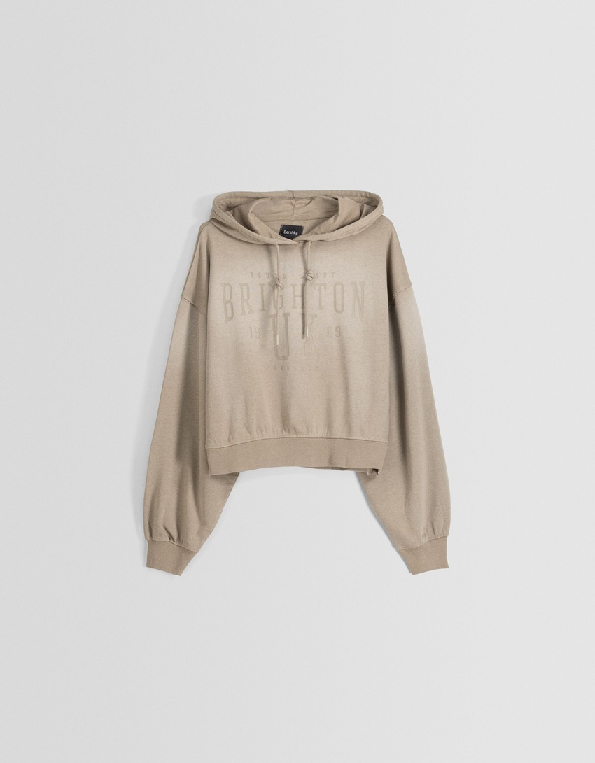 Moletom oversized com efeito desbotado e slogan