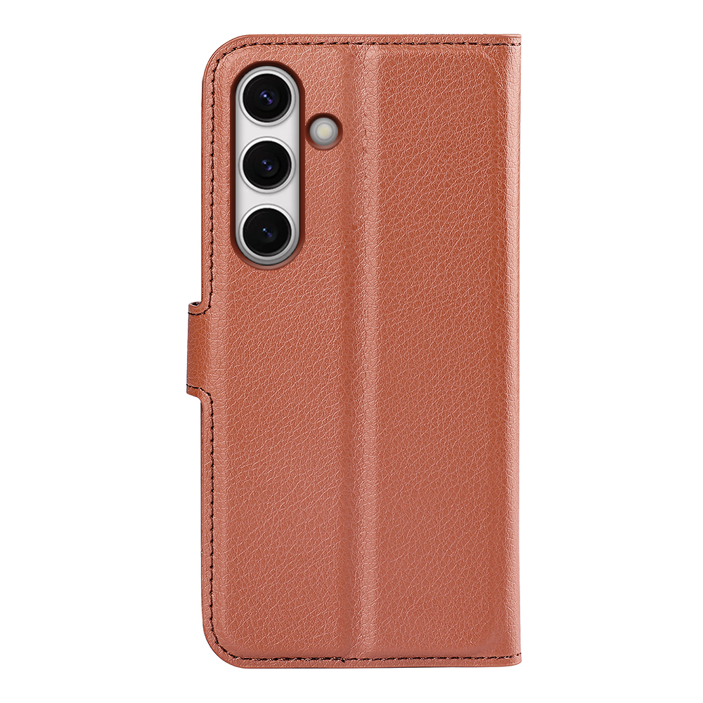Samsung Galaxy S24 FE Leder Tasche Flip Cover Litchi Look - Braun