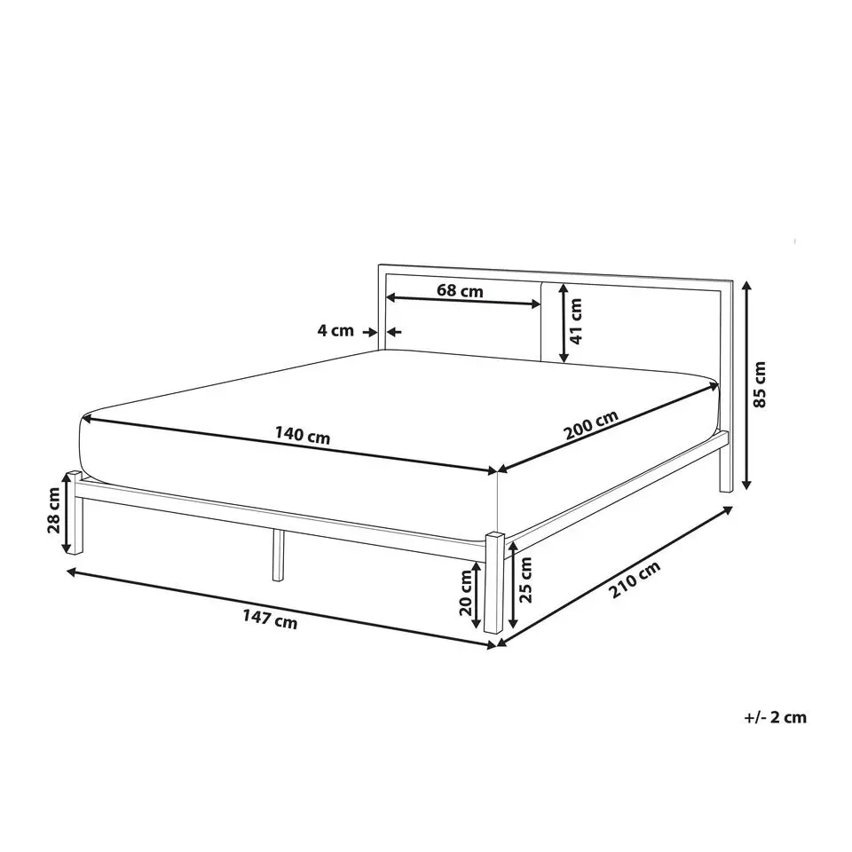 CLAMART - Tweepersoonsbed - Lichtbeige/Zwart - 140 x 200 cm - Metaal