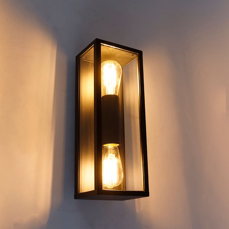 Industriële wandlamp zwart 38 cm 2-lichts IP44 - Charlois