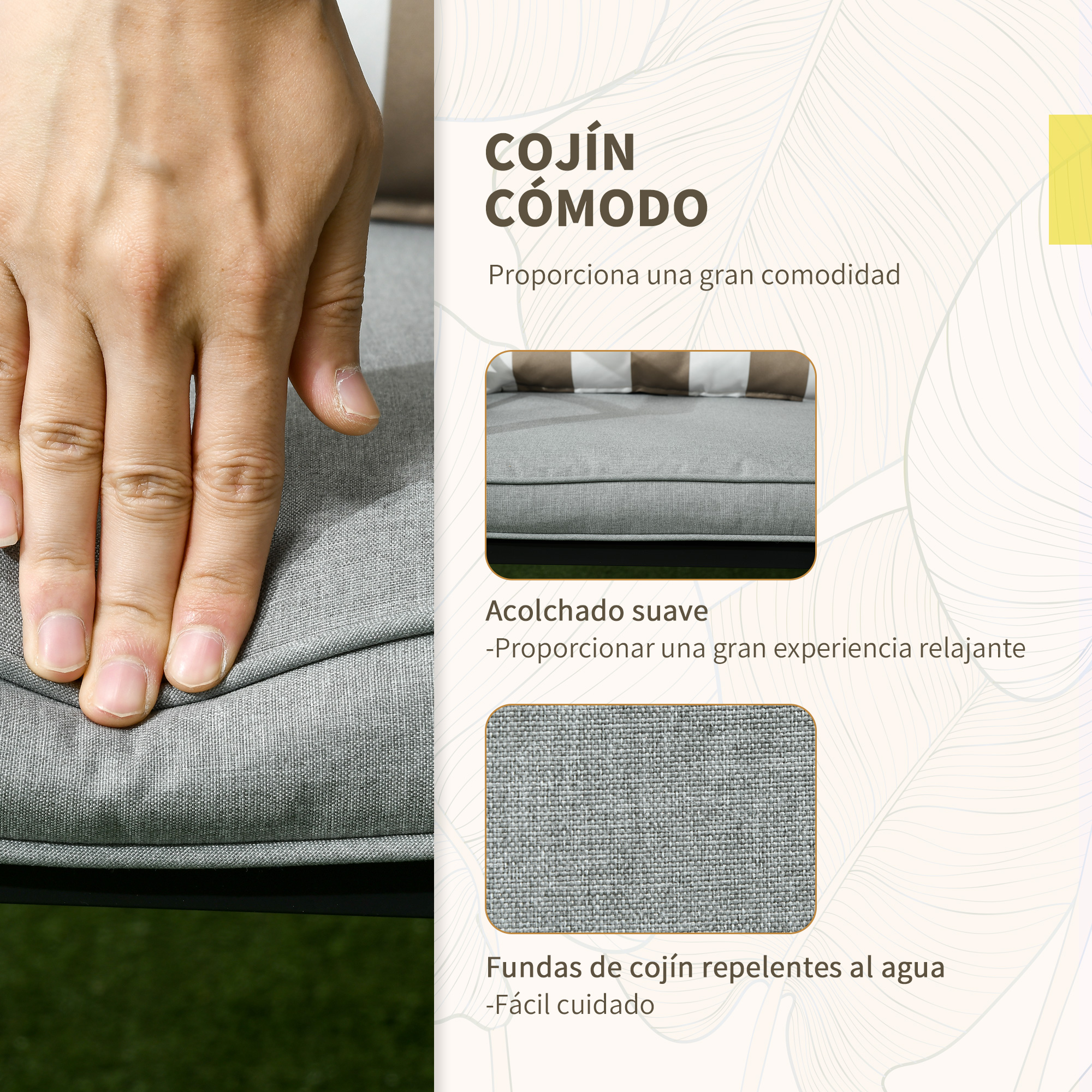 Conjunto de móveis de jardim Outsunny de 3 peças, composto por 2 cadeiras de vime e mesa com 2 almofadas acolchoadas e estrutura de aço para pátio, varanda e uso externo, marrom.