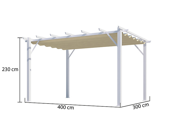 Pergola autoportante manuelle aluminium Habrita PER4030WE blanc et écru 4 x 3 m