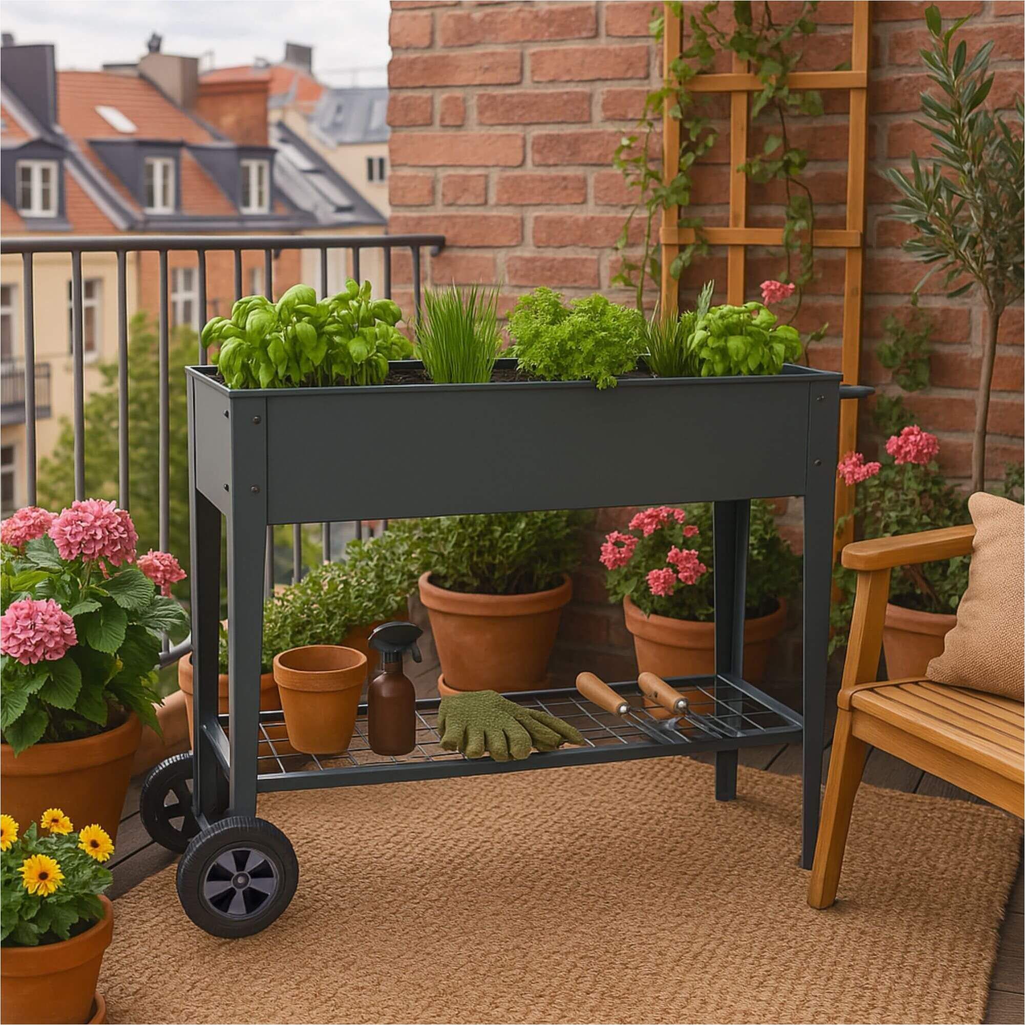 Hochbeet aus Metall mit Rädern