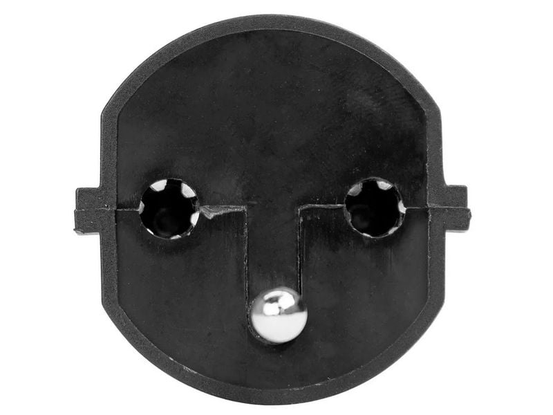 STEFFEN Fixadapter SchuKo Konturenstecker – T12 schwarz Deutsch (Schuko CEE7) auf Schweiz (T12) 3 Pol