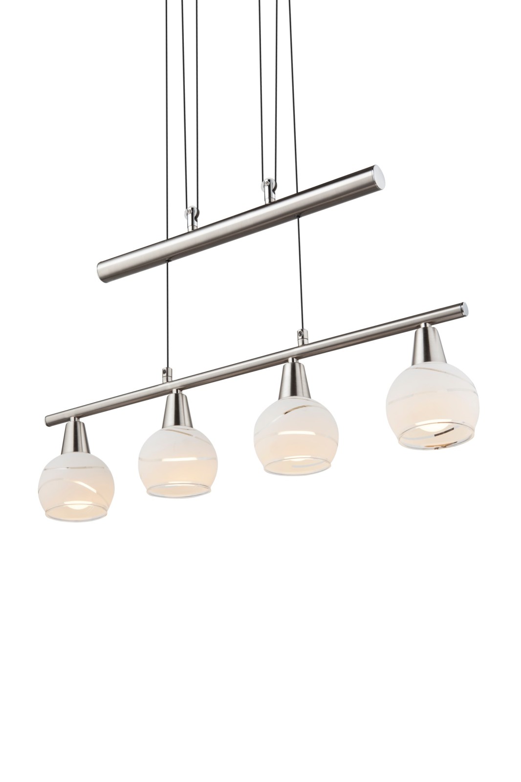 LED-Pendelleuchte - Nickel matt - Glas satiniert - 4-flammig