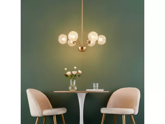 Lustre doré moderne 6 boules en verre - Gala