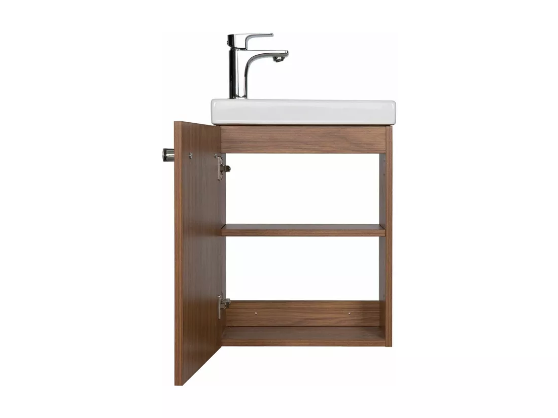 Ensemble meuble lave-mains décor noyer NEVADA avec miroir