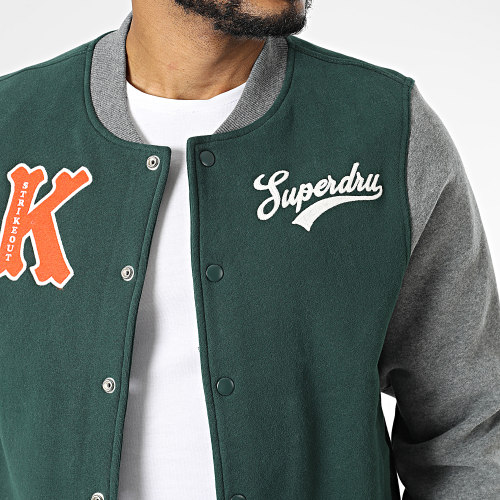 Veste Teddy Vintage Collegiate M2012912A Vert Gris Chiné