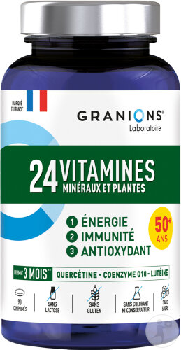 Granions 24 Vitamines 3 Mois Multivitamines Et Minéraux Sénior Energie + Immunité 90 Comprimés