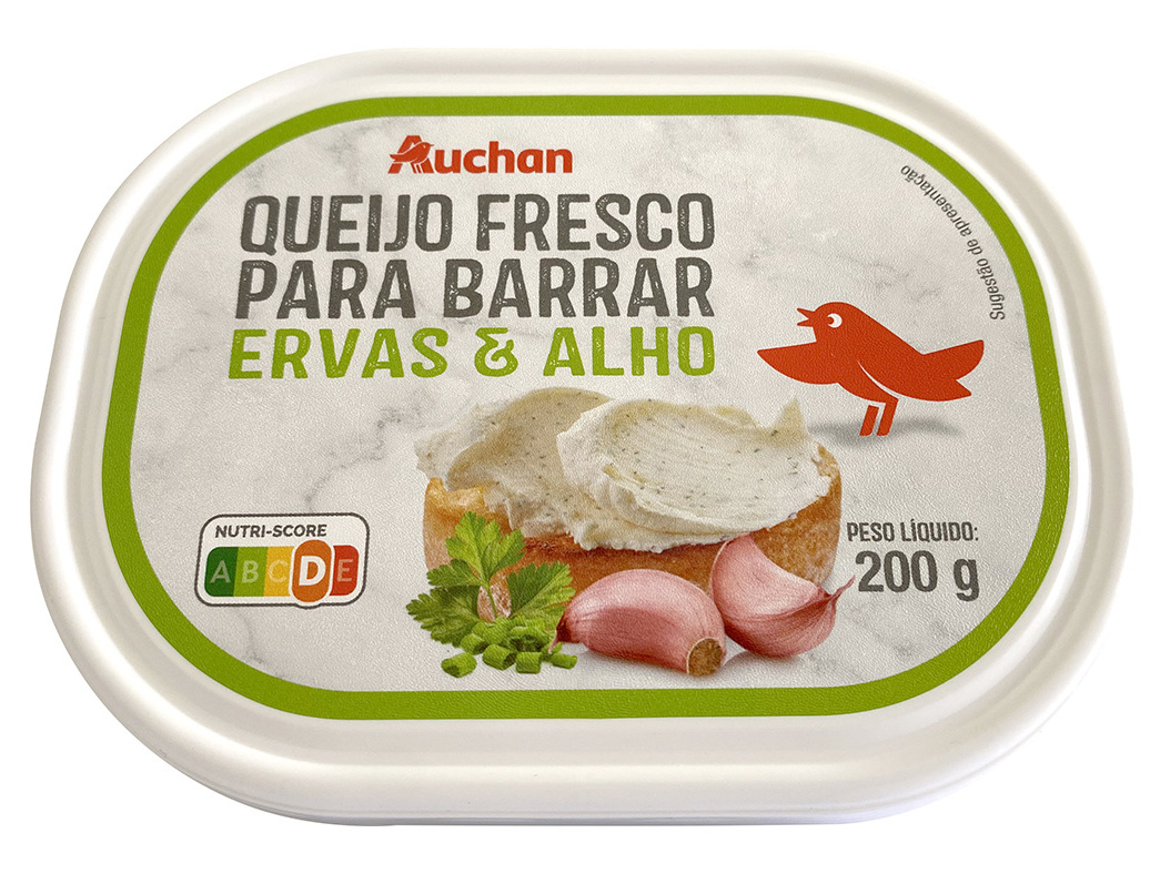 QUEIJO FRESCO AUCHAN PARA BARRAR ALHO E ERVAS 200 G
