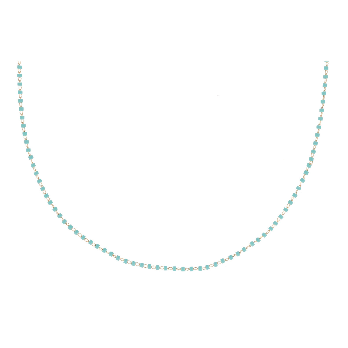 Collier plaqué or avec résine bleu 40cm+5cm